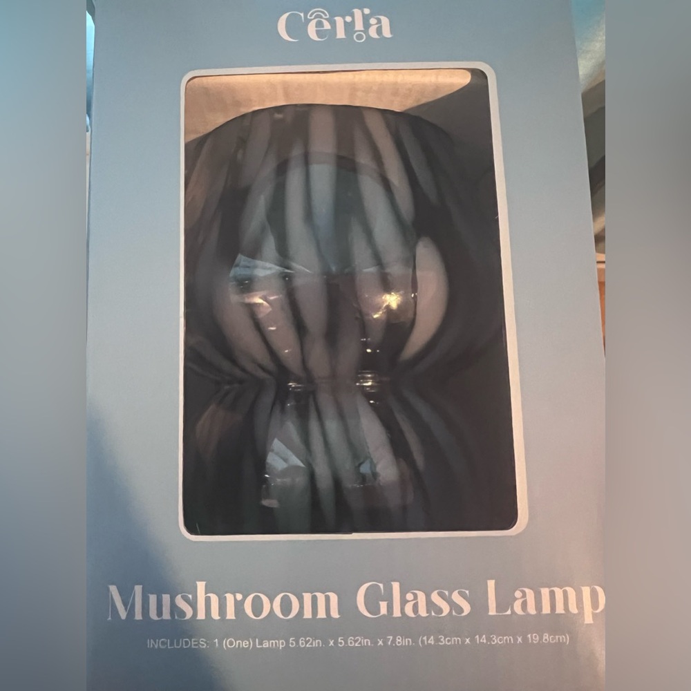 Baby blue mushroom glass lamp
